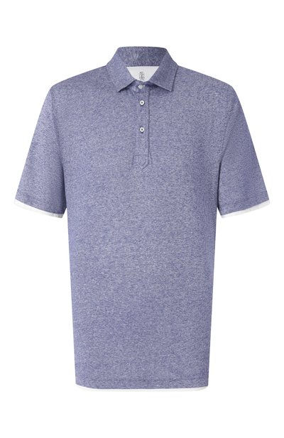 Мужское поло изо льна и хлопка BRUNELLO CUCINELLI, арт. MW8353966