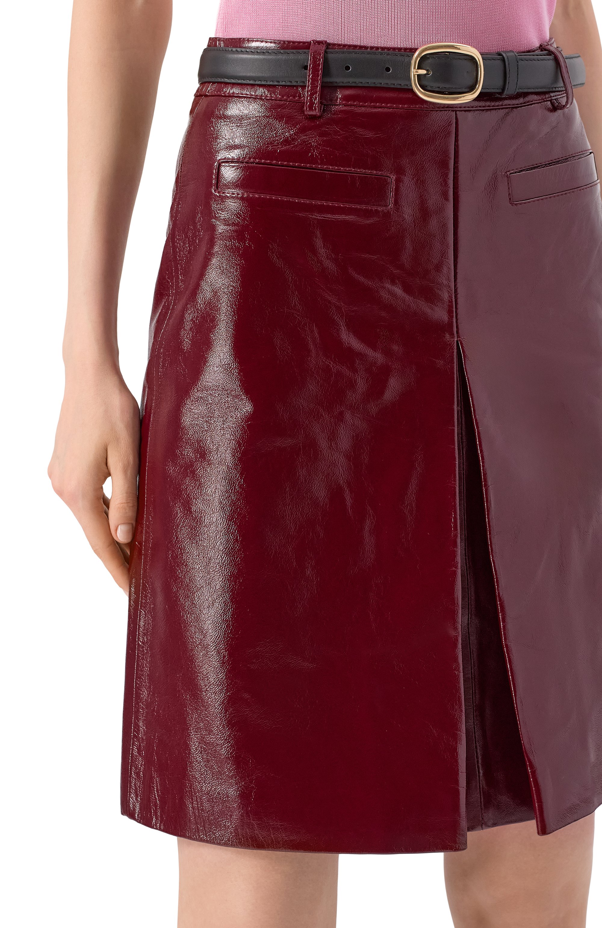 Кожаная юбка SELF-PORTRAIT, арт. PF25091SKBU, фото 5