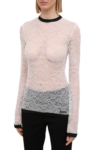Топ MIU MIU белого цвета по цене 125000 руб., арт. MJL726-2W0-F0009, фото 3 Топ MIU MIU, арт. MJL726-2W0-F0009, фото 3
