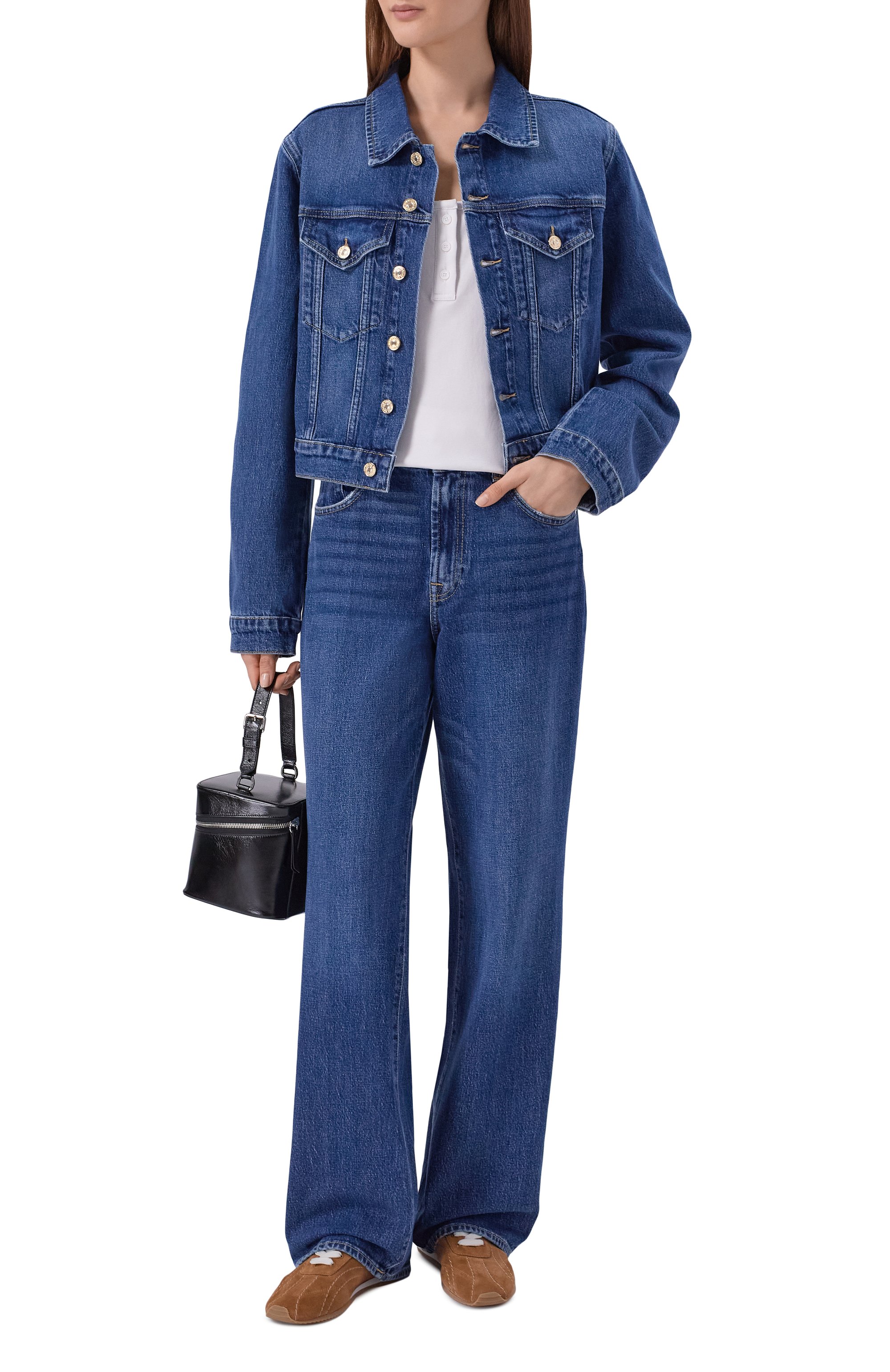 Джинсовая куртка 7 FOR ALL MANKIND синего цвета по цене 38100 руб., арт. 7UCY0C10-3NL, фото 2 Джинсовая куртка 7 FOR ALL MANKIND, арт. 7UCY0C10-3NL, фото 2