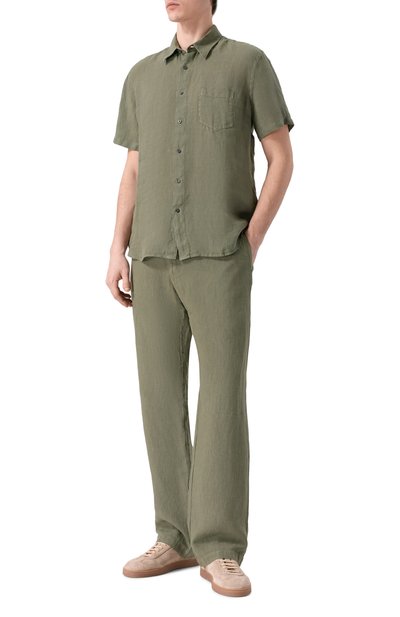 Льняная рубашка 120% LINO хаки цвета по цене 26250 руб., арт. 33ALIM1368/0115/000, фото 2 Льняная рубашка 120% LINO, арт. 33ALIM1368/0115/000, фото 2