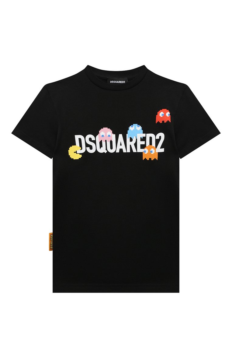 Детская хлопковая футболка DSQUARED2 черного цвета, арт. DQ2166/D00MV | Фото 1 (Материал внешний: Хлопок; Рукава: Короткие; Мальчики Кросс-КТ: Футболка-одежда)