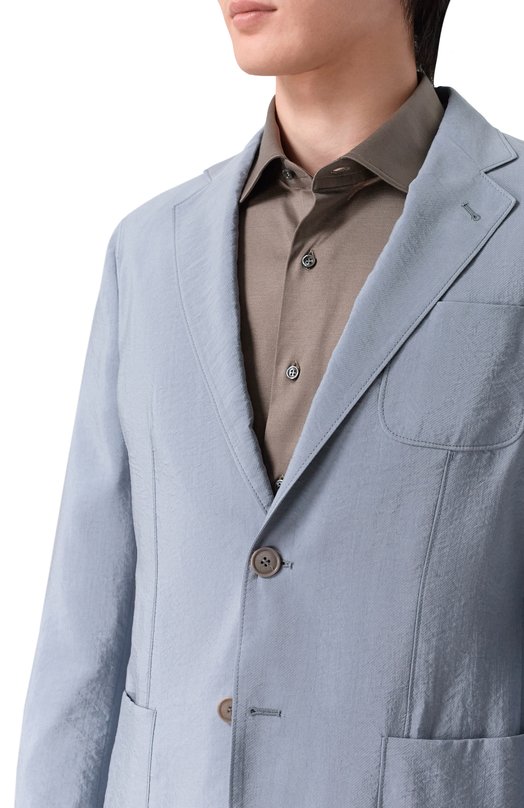 Шелковый пиджак Giorgio Armani GM000140/TE10081 Голубой  GM000140/TE10081 Фото 5