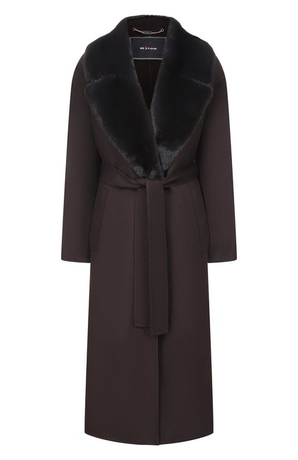 Женское кашемировое пальто с отделкой из норки KITON, арт. D62682K05I38