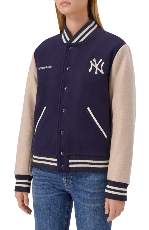 Шерстяной бомбер Sporty and Rich 0W007623633BL111 Синий  0W007623633BL111 Фото 3