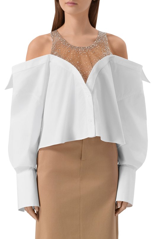 Комбинированная рубашка Giuseppe di Morabito 06PST0393YC 16302 Белый  06PST0393YC 16302 Фото 3