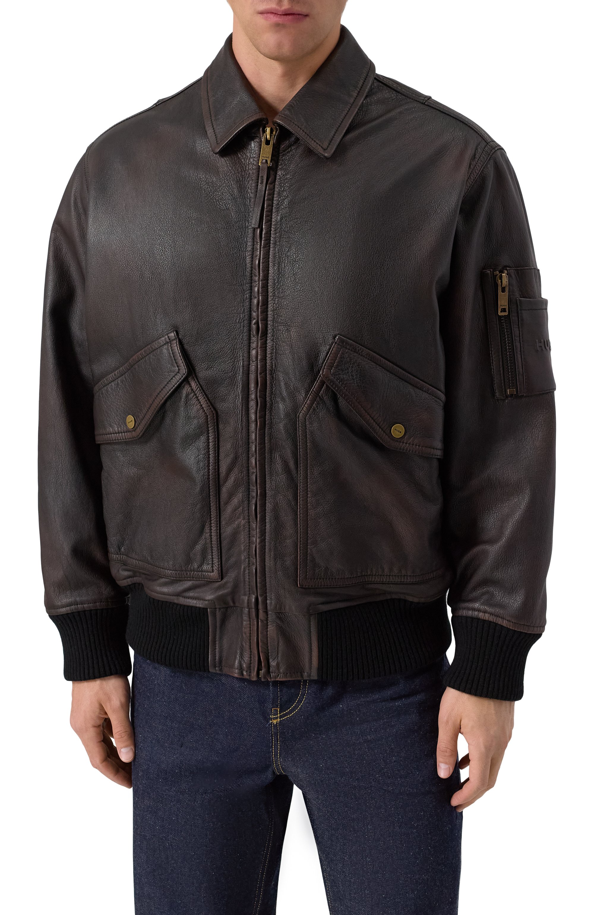 Кожаный бомбер HUGO, арт. 50541865, фото 3