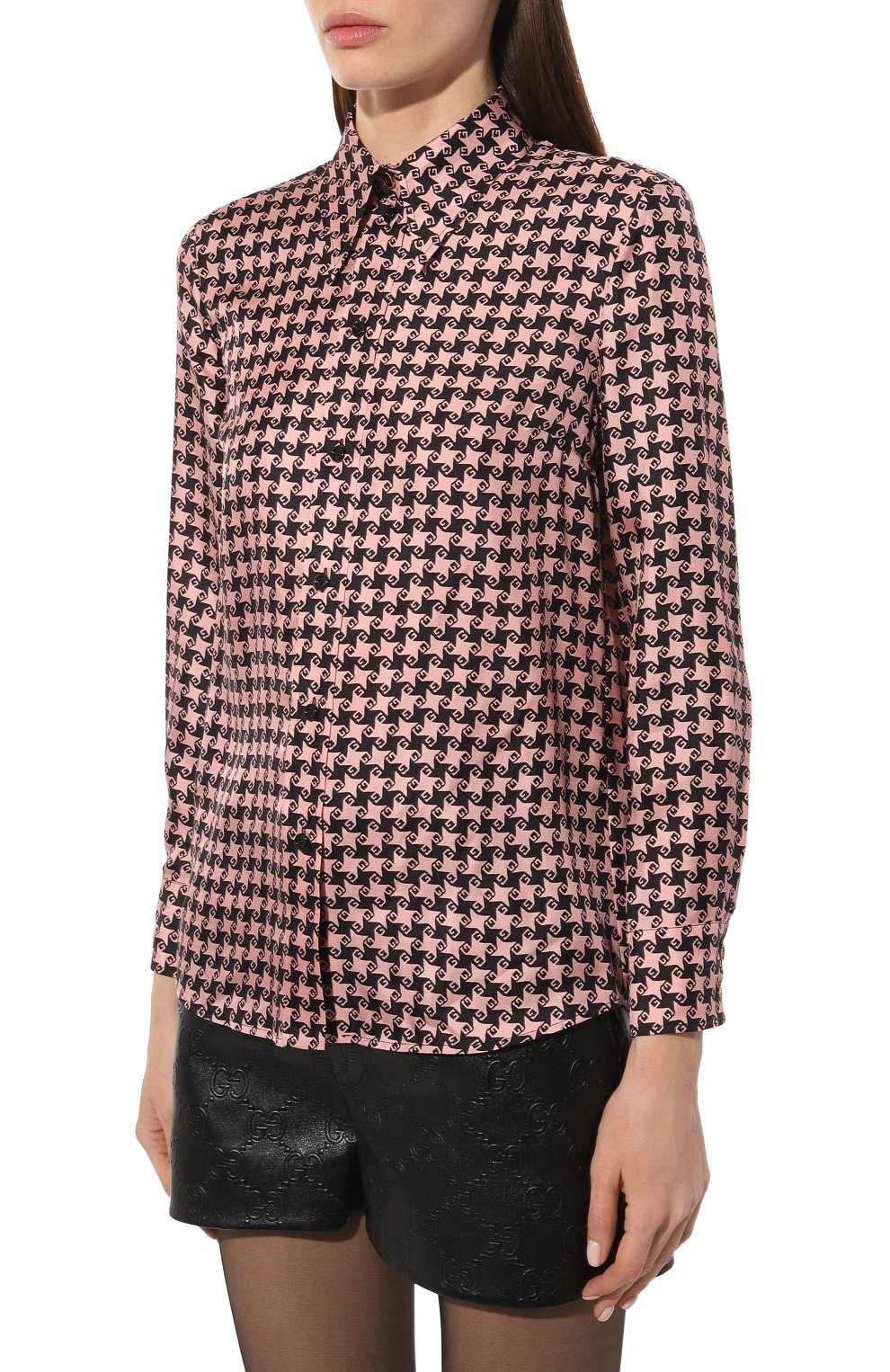 Шелковая рубашка GUCCI светло-розового цвета по цене 158400 руб., арт. 675825 ZAH3U, фото 3 Шелковая рубашка GUCCI, арт. 675825 ZAH3U, фото 3