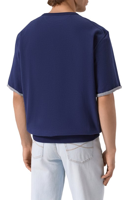 Хлопковый свитшот Brunello Cucinelli MN05N3378G Синий  MN05N3378G Фото 4