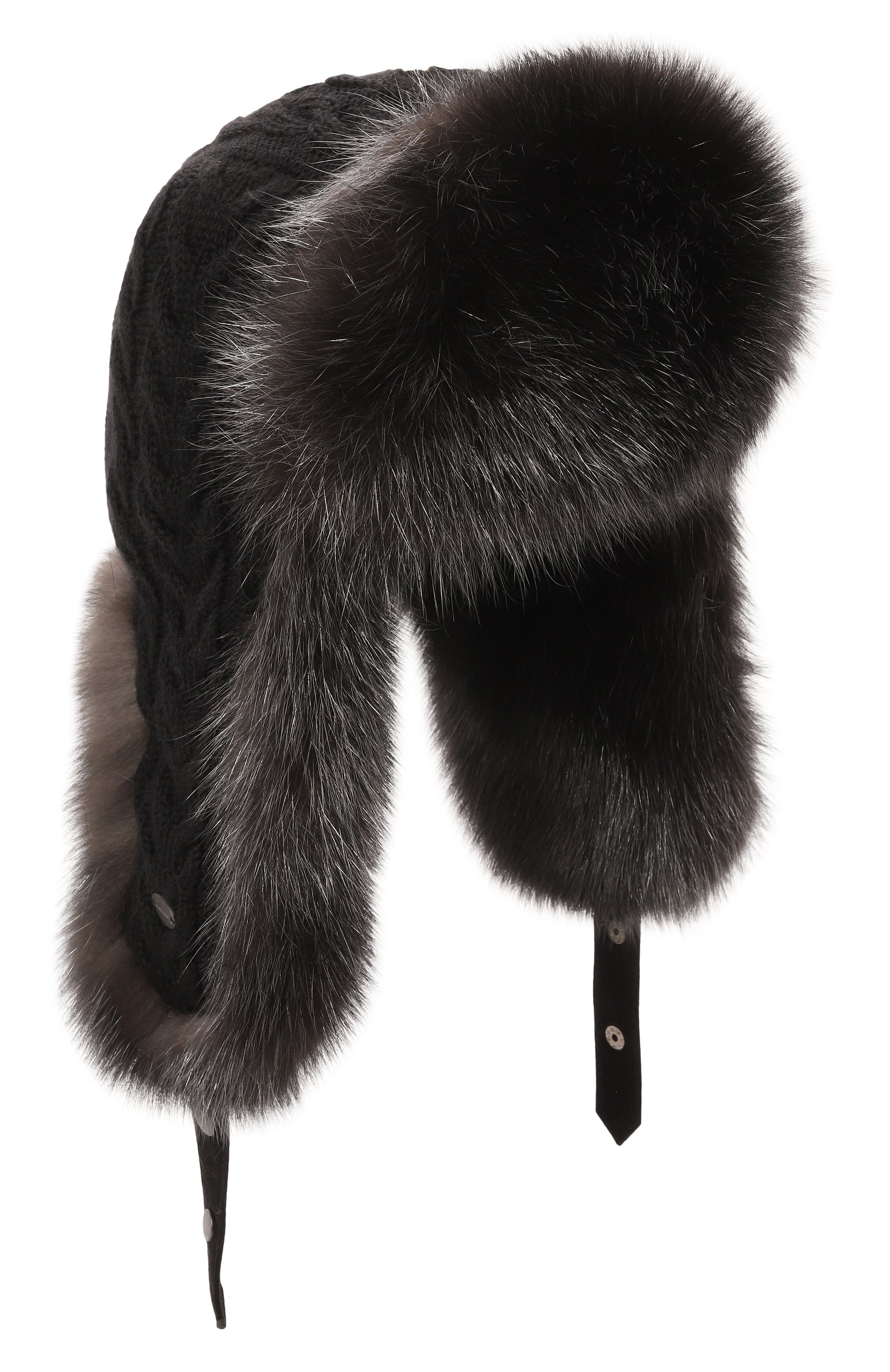 Кашемировая шапка-ушанка с мехом соболя BLACK SABLE, арт. BS-24005SS, фото 1