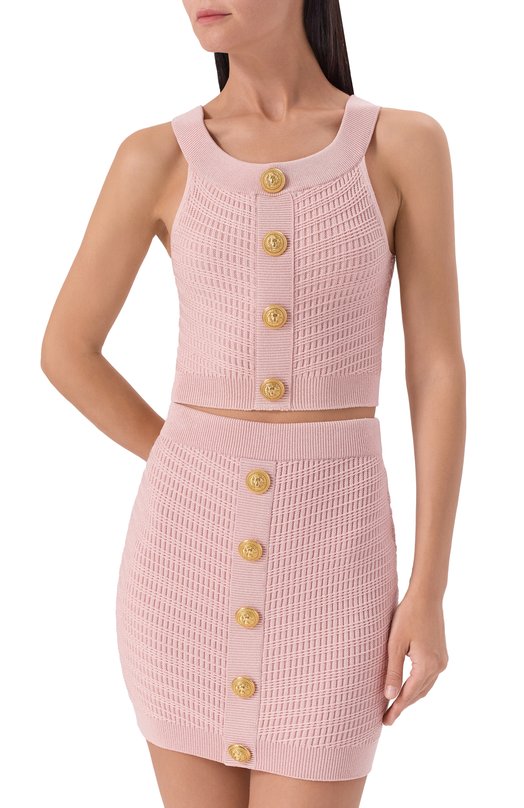 Топ из вискозы Balmain EF0AB426/KI42 Розовый  EF0AB426/KI42 Фото 3