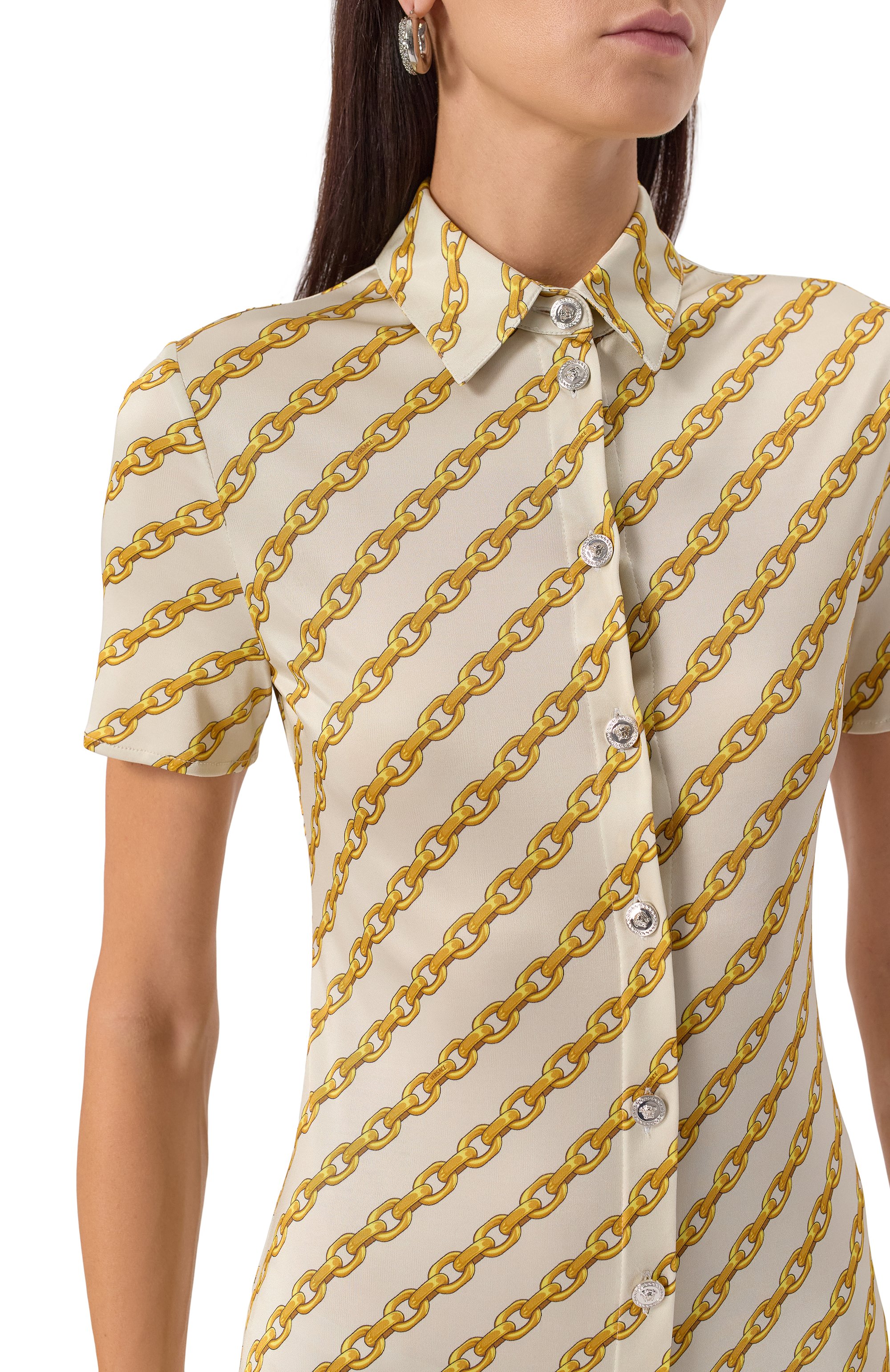 Платье из вискозы VERSACE кремового цвета по цене 276500 руб., арт. 1018503/1A13547, фото 5 Платье из вискозы VERSACE, арт. 1018503/1A13547, фото 5