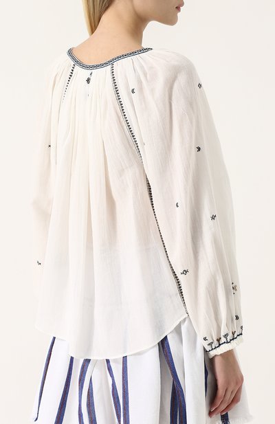 Хлопковая блуза свободного кроя с круглым вырезом ISABEL MARANT ETOILE, арт. HT1114-18P031E/MELINA, фото 4