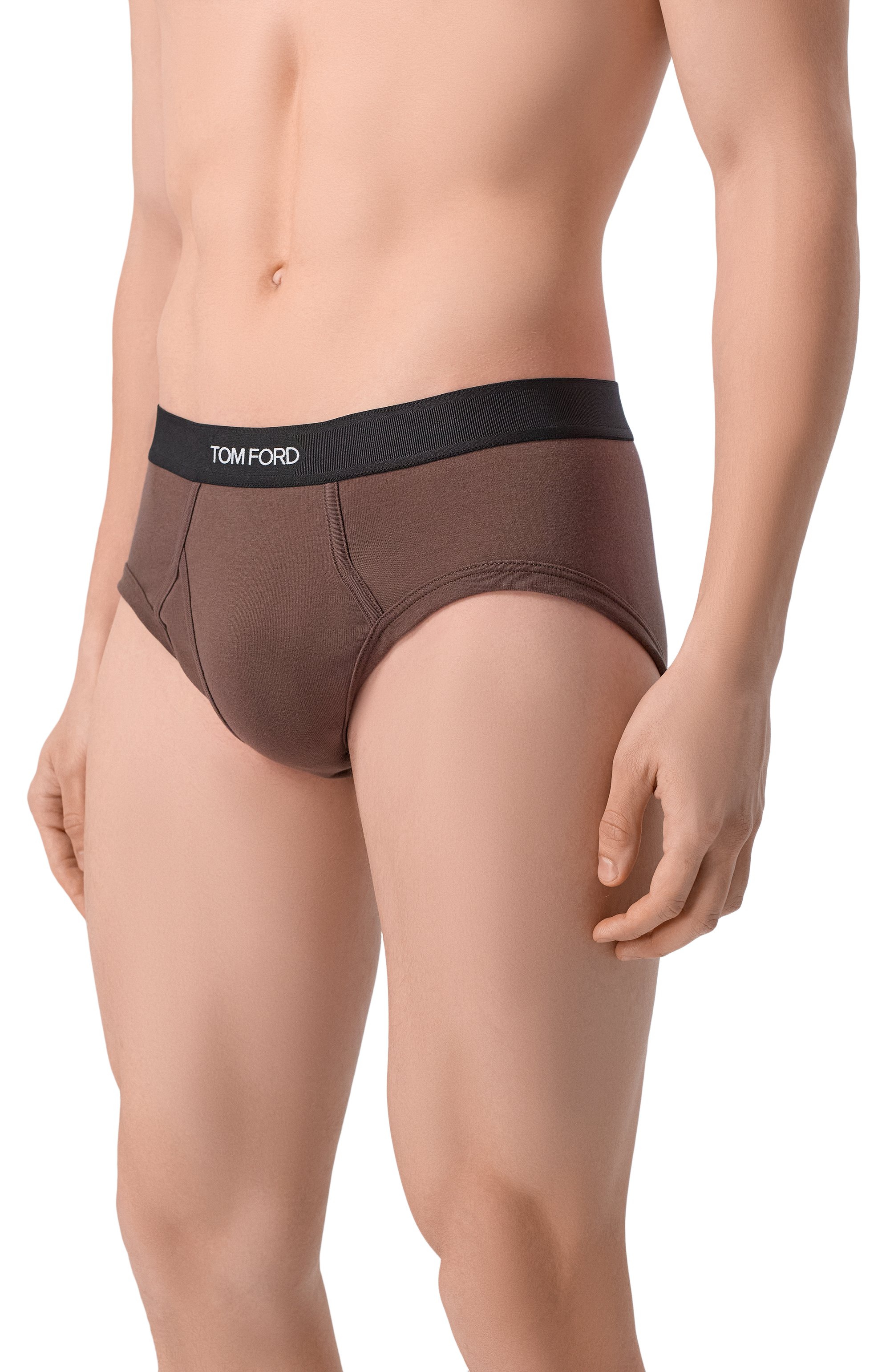 Хлопковые брифы TOM FORD темно-коричневого цвета по цене 9210 руб., арт. T4LC1104, фото 2 Хлопковые брифы TOM FORD, арт. T4LC1104, фото 2