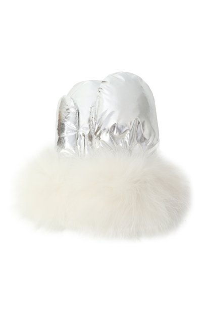 Пуховые варежки с отделкой из песца YVES SALOMON ENFANT, арт. 25WEA904XXD0TM/B2701