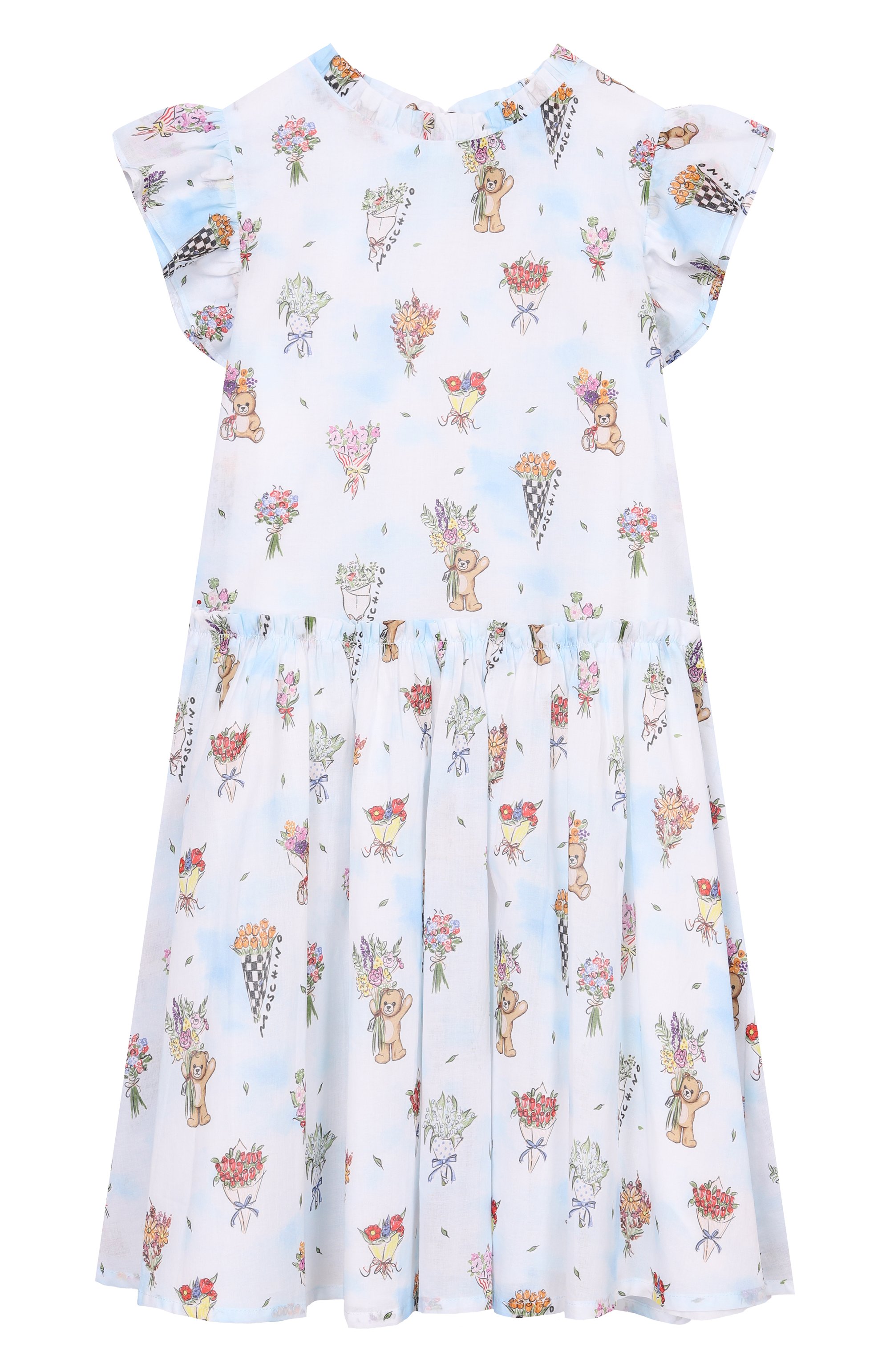 Хлопковое платье MOSCHINO голубого цвета по цене 31750 руб., арт. HDV0HH/L1B14_001, фото 1 Хлопковое платье MOSCHINO, арт. HDV0HH/L1B14_001, фото 1