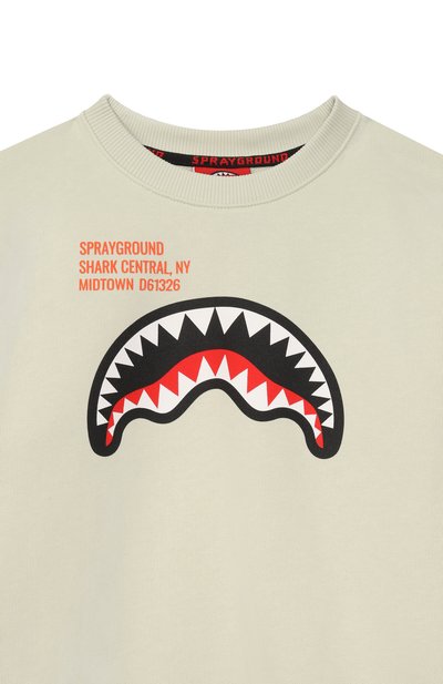 Хлопковый свитшот SPRAYGROUND, арт. SPY1386ESAGE/SHARK BASIC SAGE REGULAR CREWNECK, фото 3