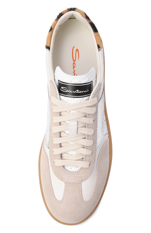 Кожаные кеды Santoni WBPG61261FARCEID Бежевый  WBPG61261FARCEID Фото 6