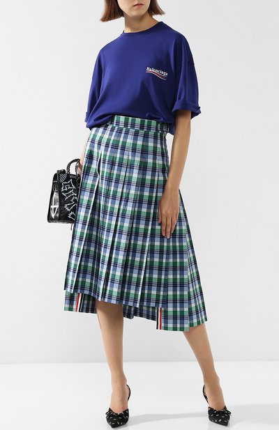 Хлопковая футболка свободного кроя с контрастной надписью BALENCIAGA, арт. 518213/TAV44, фото 2