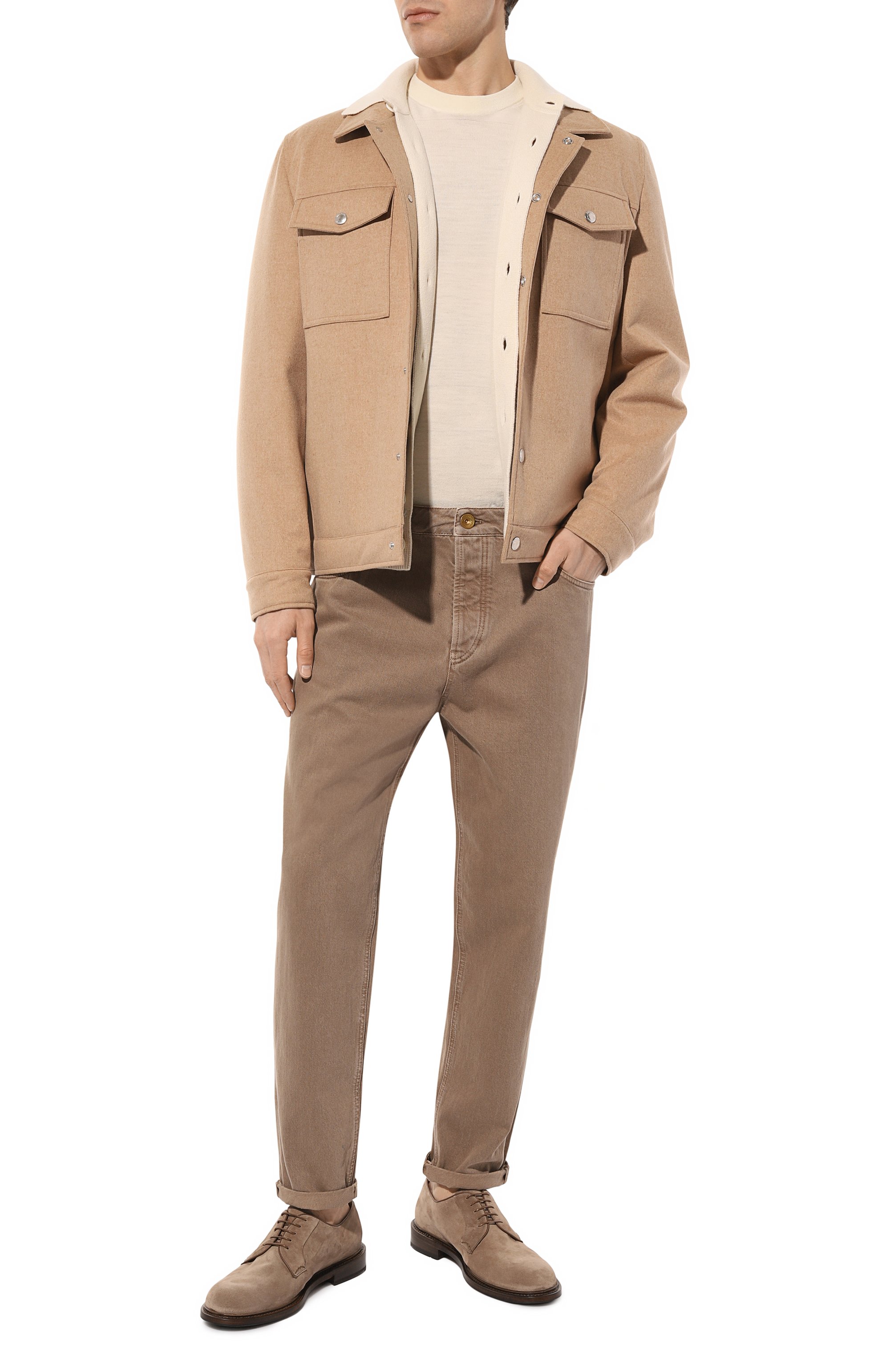 Джинсы straight fit BRUNELLO CUCINELLI темно-бежевого цвета по цене 94150 руб., арт. M262PB2275, фото 2 Джинсы straight fit BRUNELLO CUCINELLI, арт. M262PB2275, фото 2