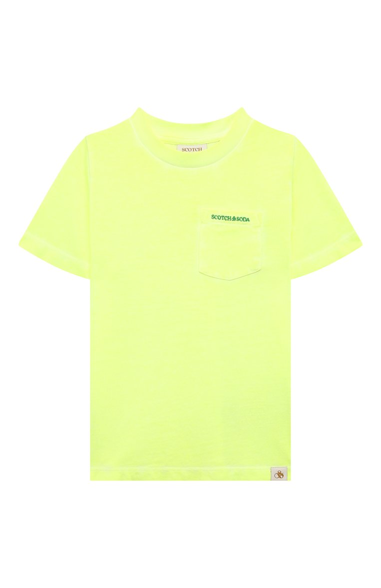 Детская хлопковая футболка SCOTCH AND SODA желтого цвета, арт. 170548-23-SSBM-D51 | Фото 1 (Рукава: Короткие; Мальчики Кросс-КТ: Футболка-одежда; Материал внешний: Хлопок; Нос: Не проставлено; Региональные ограничения белый список (Axapta Mercury): Не прост�авлено)
