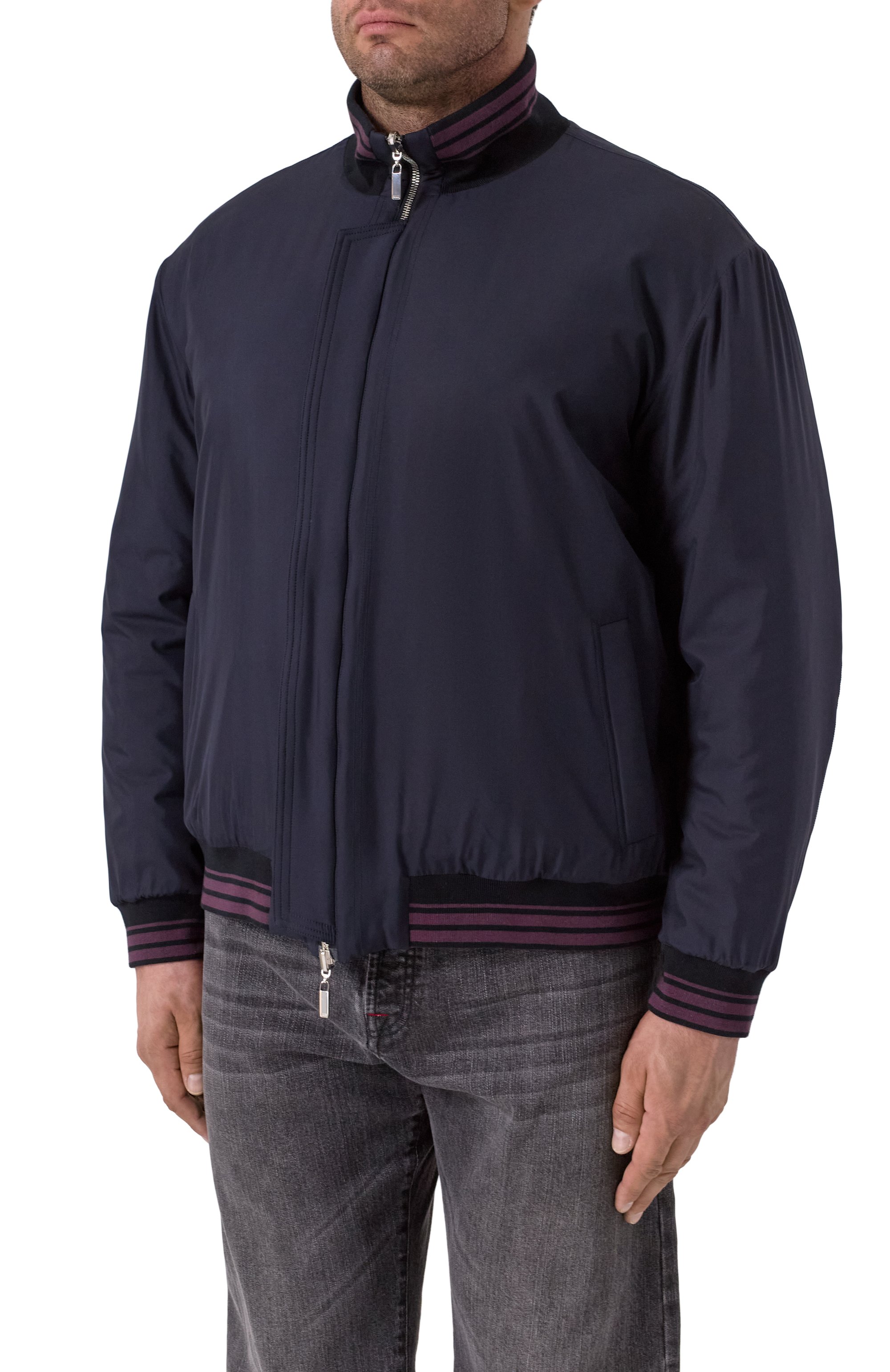 Двусторонний шелковый бомбер ZILLI темно-синего цвета по цене 483500 руб., арт. B0MR02M060077001A/62, фото 3 Двусторонний шелковый бомбер ZILLI, арт. B0MR02M060077001A/62, фото 3