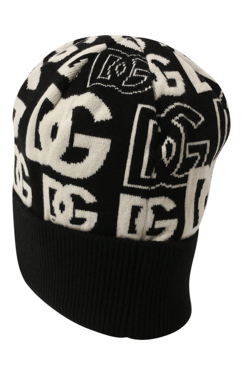 Кашемировая шапка DOLCE & GABBANA черно-белого цвета по цене 53950 руб., арт. GXK46T/JAWQ8, фото 2 Кашемировая шапка DOLCE & GABBANA, арт. GXK46T/JAWQ8, фото 2