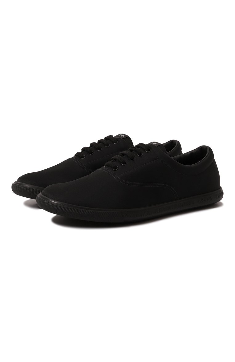 Мужские кеды PRADA черного цвета, арт. 2EG326-W08-F0002 | Фото 1 (Стили: Классический; Подошва: Плоская; Материал внешний: Текстиль; Материал утеплителя: Без утеплителя; Материал сплава: Проставлено; Драгоценные камни: Проставлено; Кросс-КТ: Низкие)