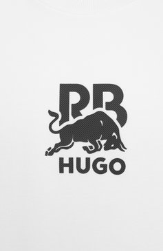 Мужской хлопковый свитшот hugo x rb HUGO белого цвета, арт. 50542806 | Фото 6 (Материал внешний: Хлопок; Длина (для топов): Стандартные; Рукава: Длинные; Принт: С принтом; Мужское Кросс-КТ: свитшот-одежда; Стили: Спорт-шик)