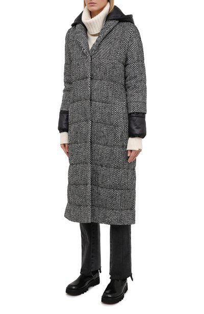 Стеганое пальто SEVEN LAB черного цвета по цене 34650 руб., арт. CLH20-V black/herri, фото 3 Стеганое пальто SEVEN LAB, арт. CLH20-V black/herri, фото 3