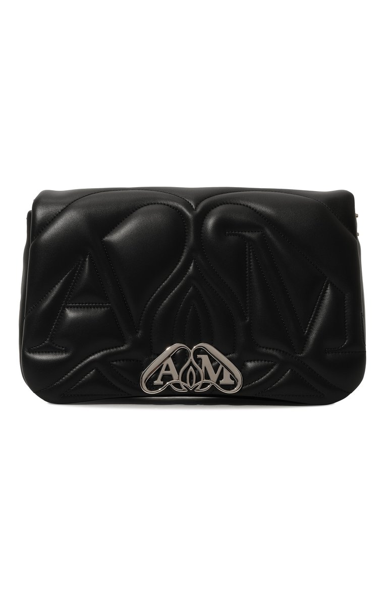 Женская сумка seal ALEXANDER MCQUEEN черного цвета, арт. 755703/1BLE2 | Фото 1 (Материал: Натуральная кожа; Размер: medium)