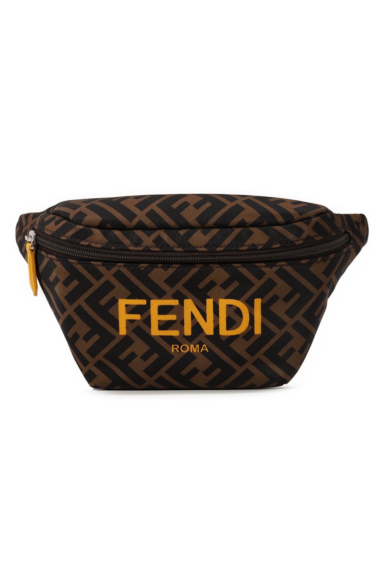 Детская поясная сумка FENDI коричневого цвета, арт. 7VB011/AKPV | Фото 1 (Материал: Текстиль; Нос: Не проставлено; Материал сплава: Проставлено)