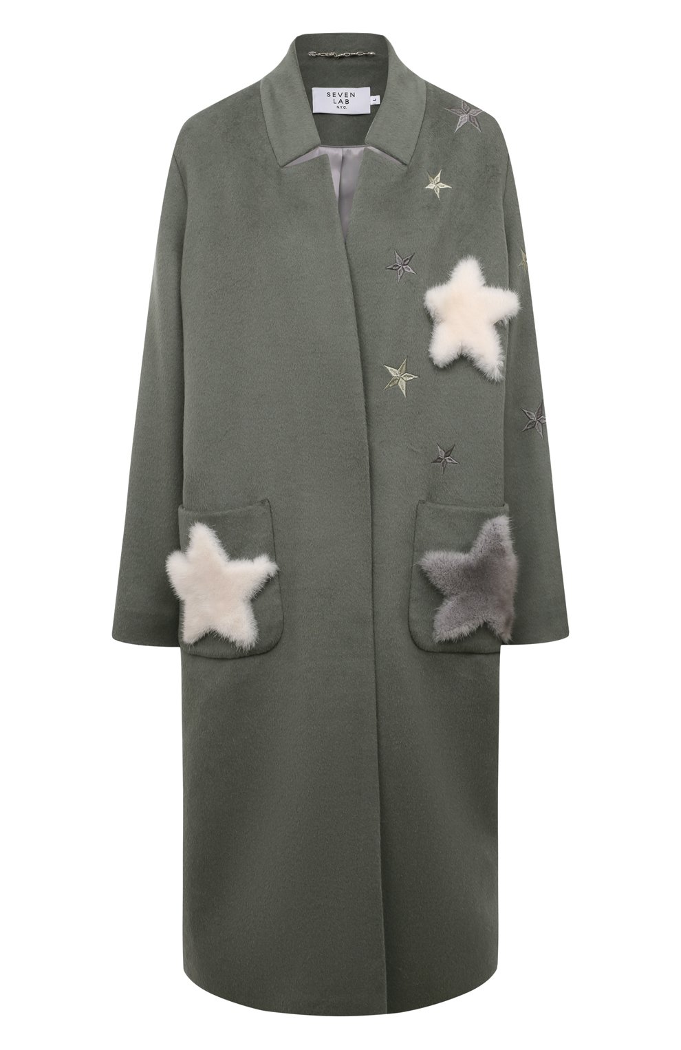 Пальто с отделкой из меха норки SEVEN LAB, арт. CGLORIS-007.2 olive, фото 1