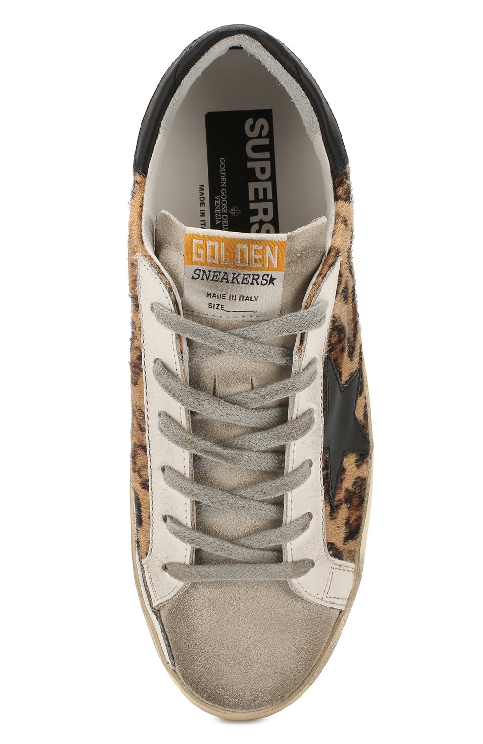 Женские кожаные кеды superstar GOLDEN GOOSE DELUXE BRAND леопардового цвета, арт. G36WS590.B35 | Фото 5 (Подошва: Платформа; Материал внутренний: Натуральная кожа; Материал сплава: Проставлено; Материал утеплителя: Без утеплителя; Драгоценные камни: Проставлено; Стили: Кэжуэл; Статус проверки: Проверена категория; Длина стельки: 23,2, 23,8, 24,5, 25,2, 25,8, 26,5)