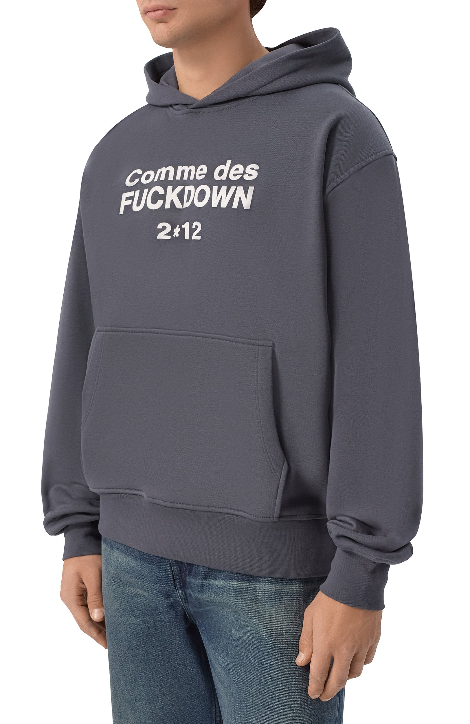 Хлопковое худи COMME DES FUCKDOWN темно-серого цвета по цене 14150 руб., арт. CFABU00020, фото 3 Хлопковое худи COMME DES FUCKDOWN, арт. CFABU00020, фото 3