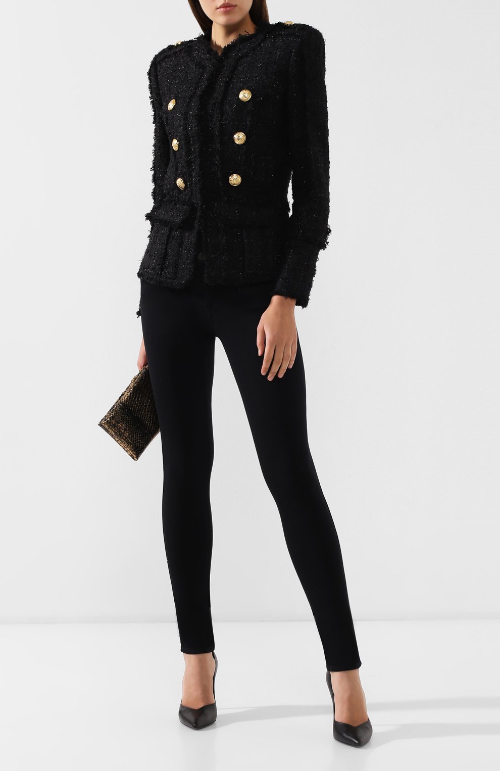 Буклированный жакет BALMAIN черного цвета по цене 358000 руб., арт. RF17211/C076, фото 2 Буклированный жакет BALMAIN, арт. RF17211/C076, фото 2