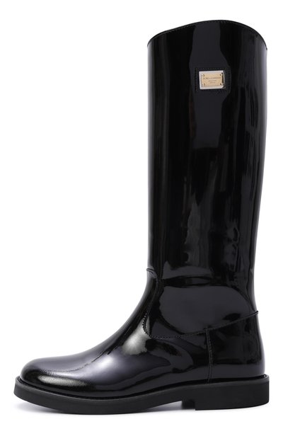 Кожаные сапоги DOLCE & GABBANA черного цвета по цене 84200 руб., арт. D11431/A1067, фото 2 Кожаные сапоги DOLCE & GABBANA, арт. D11431/A1067, фото 2
