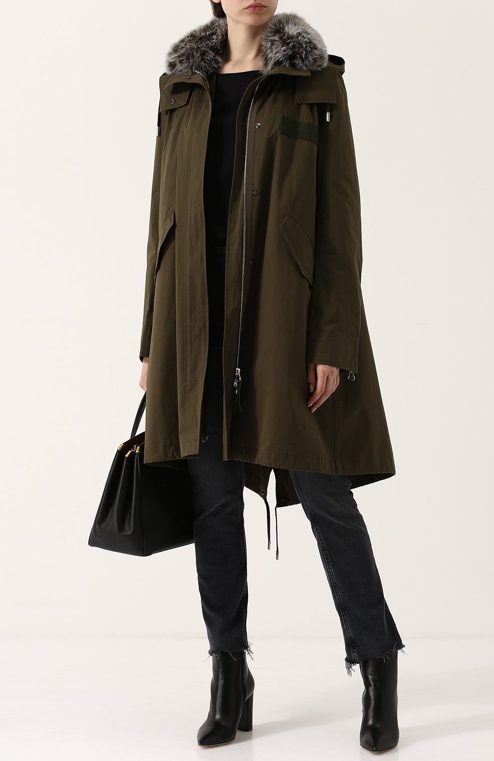 Хлопковая парка свободного кроя с меховой отделкой YS ARMY PARIS, арт. 8EFM01094F24W, фото 2