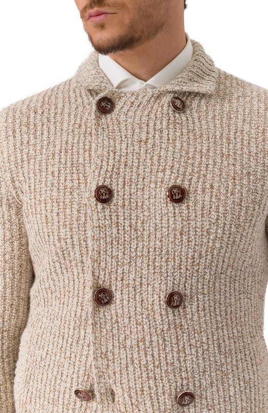 Кардиган из шерсти и шелка Brunello Cucinelli MRI55501 Бежевый  MRI55501 Фото 5