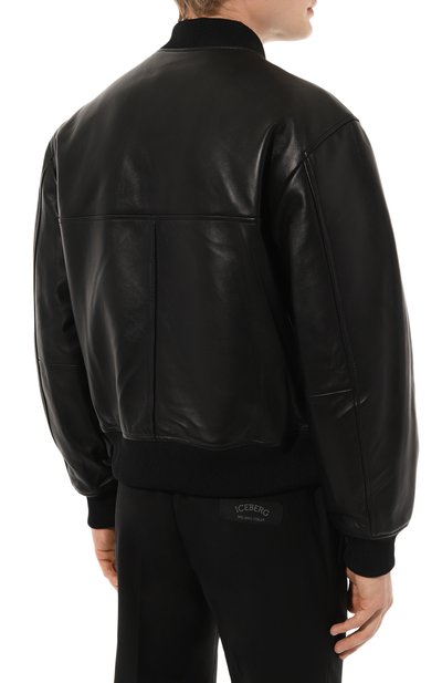 Кожаный бомбер ICEBERG черного цвета по цене 61700 руб., арт. Z021/6804, фото 4 Кожаный бомбер ICEBERG, арт. Z021/6804, фото 4
