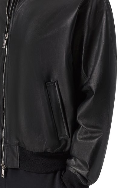 Кожаный бомбер GIORGIO BRATO черного цвета по цене 198000 руб., арт. GU26S26016NTTM, фото 5 Кожаный бомбер GIORGIO BRATO, арт. GU26S26016NTTM, фото 5