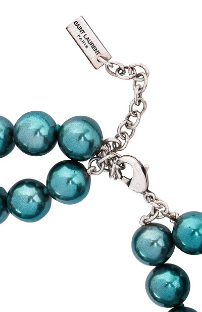 Колье SAINT LAURENT голубого цвета по цене 59950 руб., арт. 671651/Y1526, фото 4 Колье SAINT LAURENT, арт. 671651/Y1526, фото 4