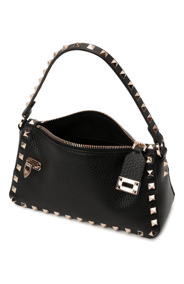 Женская сумка rockstud VALENTINO черного цвета, арт. WW2B0J47/VSF | Фото 4 (Материал: Натуральная кожа; Сумки-технические: Сумки top-handle, Сумки через плечо; Ремень/цепочка: На ремешке; Размер: small; Региональные ограничения белый список (Axapta Mercury): RU)