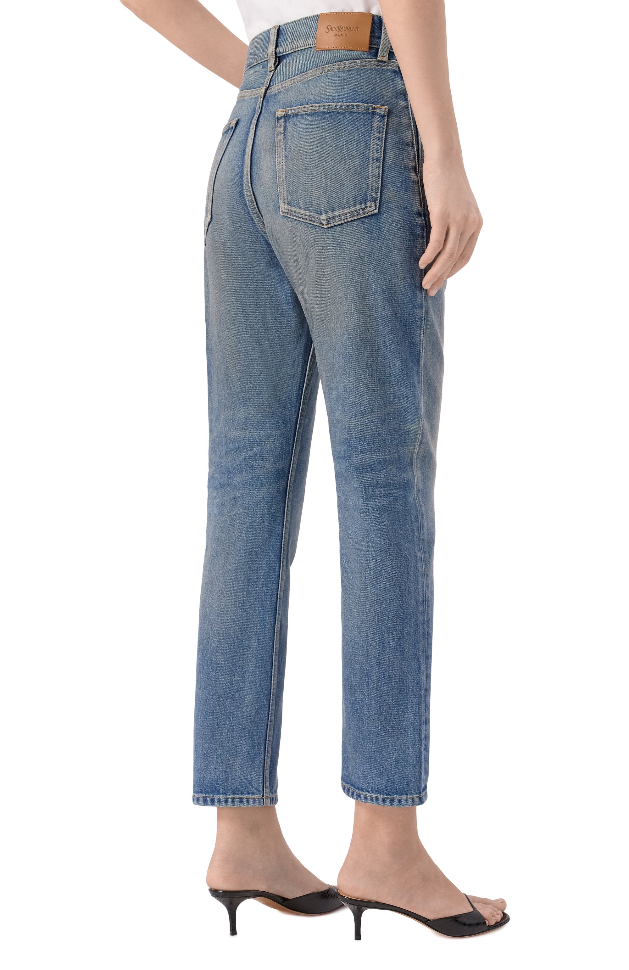 Джинсы SAINT LAURENT синего цвета по цене 161500 руб., арт. 827965/Y35AY, фото 4 Джинсы SAINT LAURENT, арт. 827965/Y35AY, фото 4