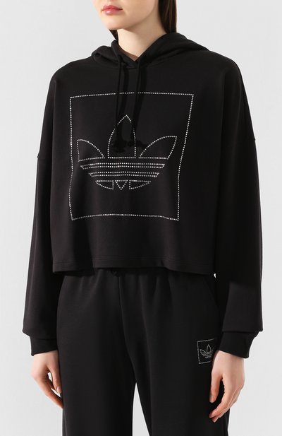 Хлопковое худи ADIDAS ORIGINALS черного цвета по цене 4820 руб., арт. FM1915, фото 3 Хлопковое худи ADIDAS ORIGINALS, арт. FM1915, фото 3