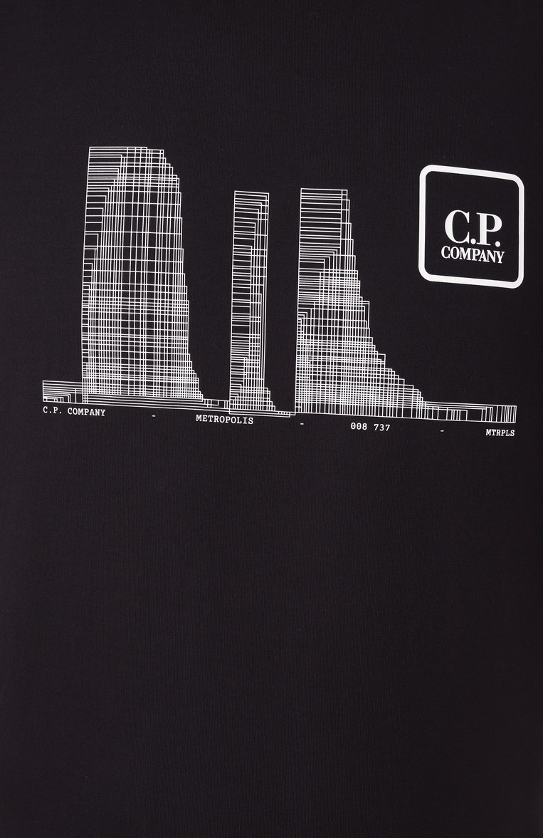 Мужская хлопковая футболка C.P. COMPANY черного цвета, арт. 18CLTS048A006370W | Фото 6 (Драгоценные камни: Проставлено; Длина (для топов): Стандартные; Материал внешний: Хлопок; Материал сплава: Проставлено; Рукава: Короткие; Принт: С принтом; Стили: Кэжуэл; Мужское Кросс-КТ: Футболка-одежда; Кросс-КТ: Джерси)