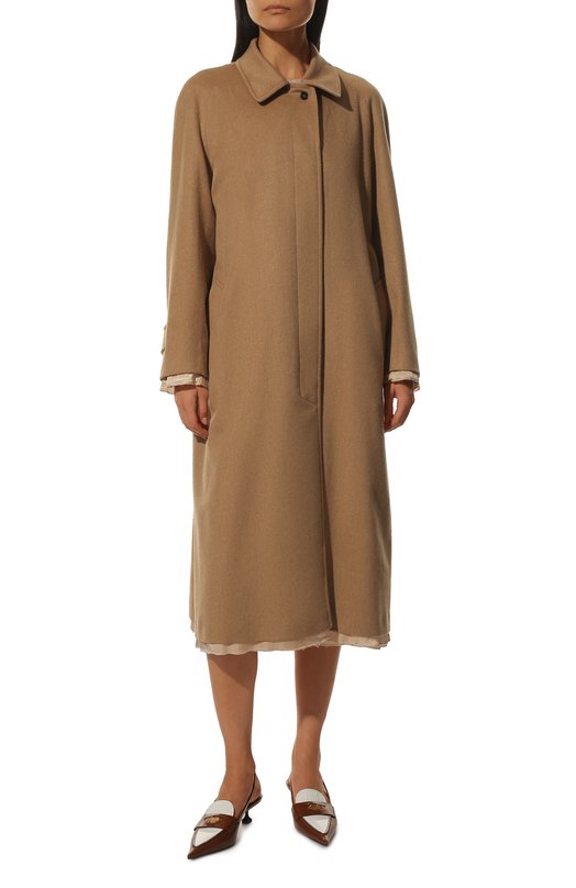 Шерстяное пальто Miu Miu MS1893-165-F0040 Бежевый  MS1893-165-F0040 Фото 3