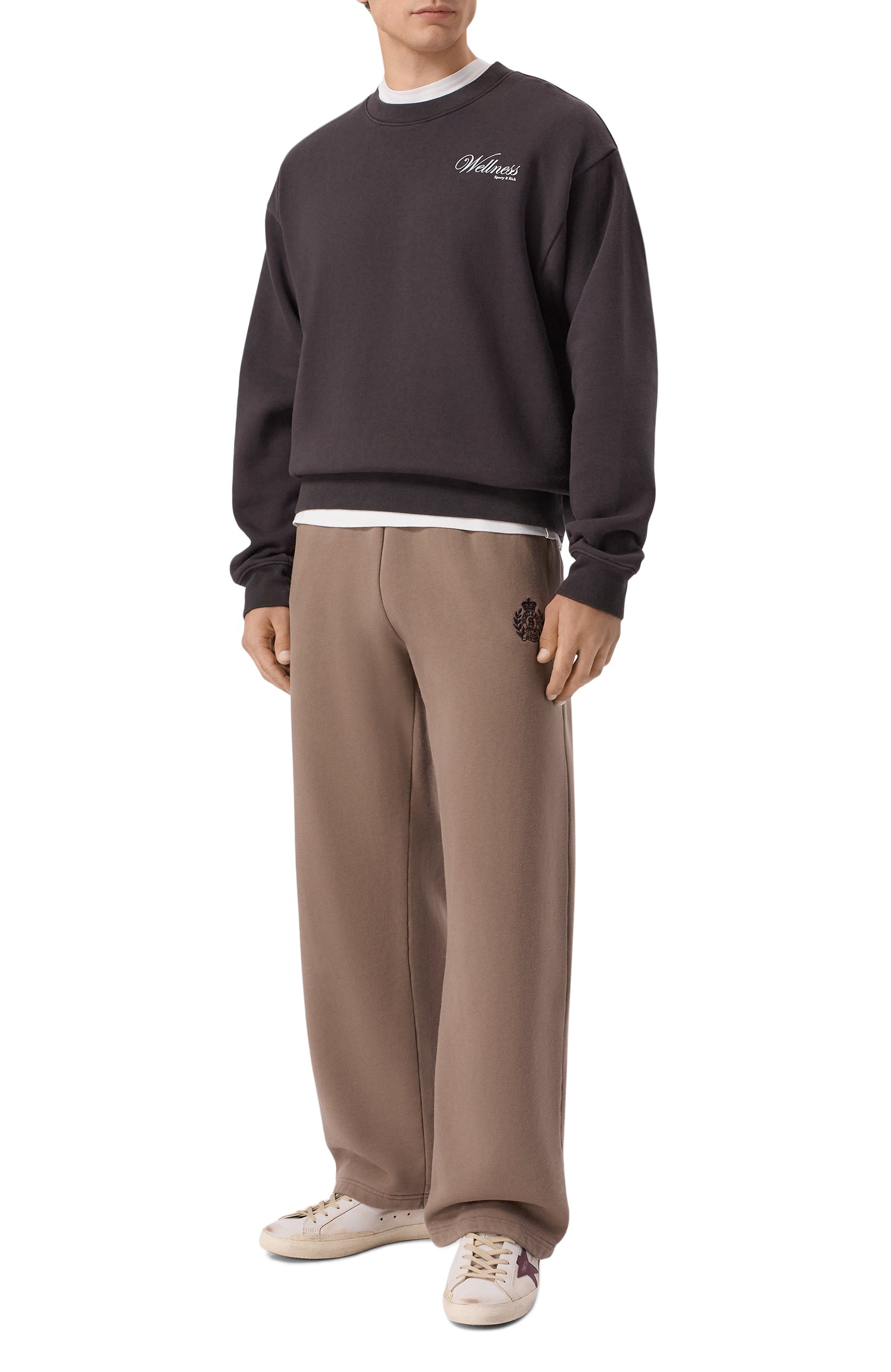Хлопковый свитшот SPORTY AND RICH темно-коричневого цвета по цене 29300 руб., арт. ST098711083BR29, фото 2 Хлопковый свитшот SPORTY AND RICH, арт. ST098711083BR29, фото 2