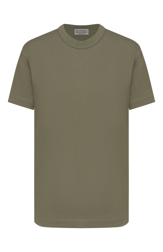 Хлопковая футболка Brunello Cucinelli M0T81BI100 Хаки M0T81BI100