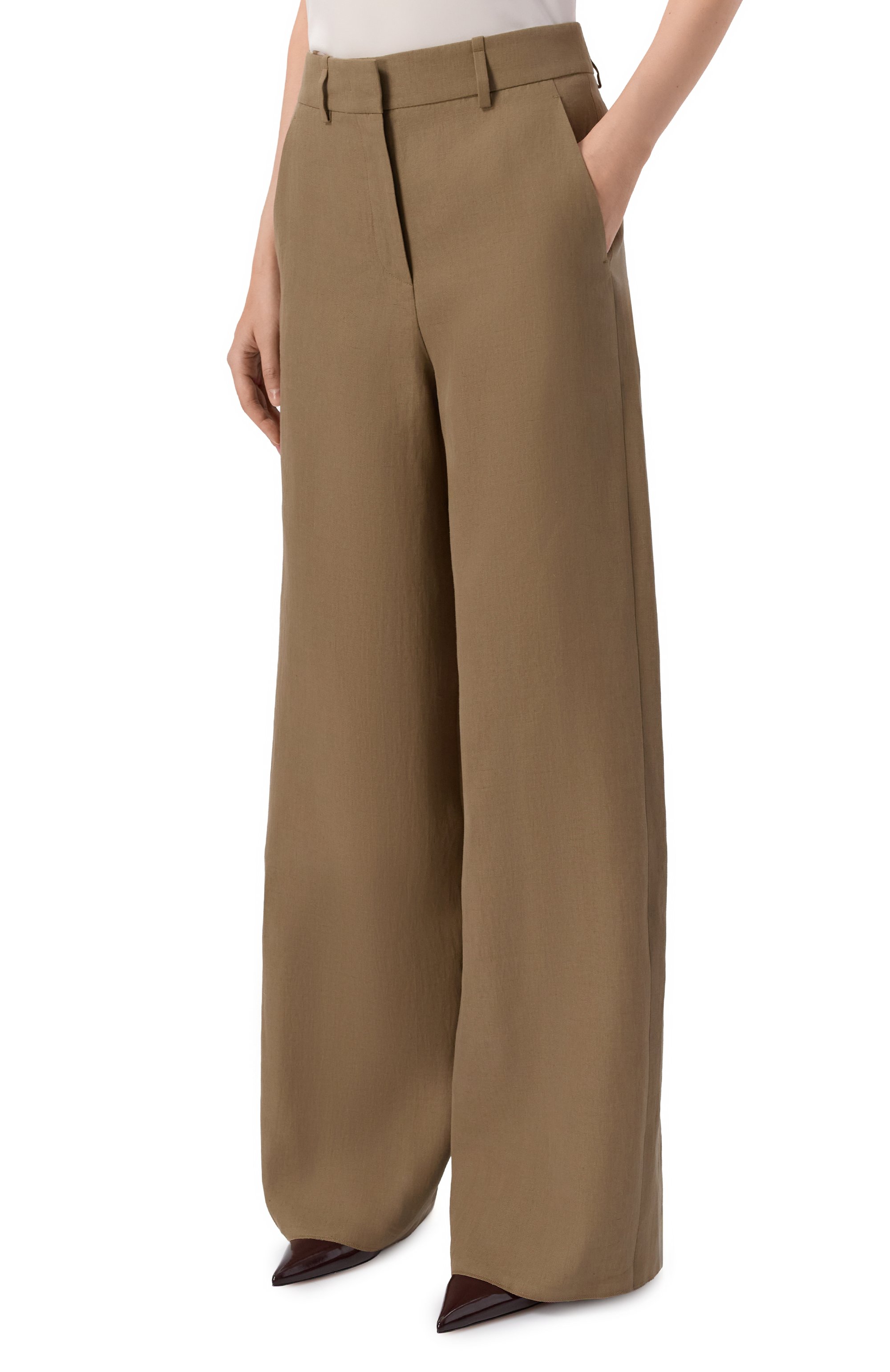 Льняные брюки GIORGIO ARMANI хаки цвета по цене 158000 руб., арт. GW002791/TE11126, фото 3 Льняные брюки GIORGIO ARMANI, арт. GW002791/TE11126, фото 3